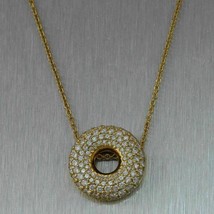 1.80Ct Round Simulated Diamond Circle Pendant &amp; Chain 925 Silver Gold Plated - £91.39 GBP