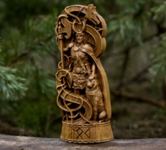 God Loki, Viking God, wooden carved statue, paganism, god, altar, sculpture - £71.05 GBP