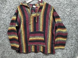 Baja Hoodie Adult 2XL XXL Red Stripe Notched Sweater Hippie Pullover Bla... - $27.67