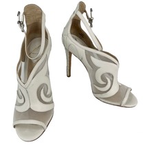Brian Atwood Cream Linscott Heels Mesh Leather Ankle Strap 6 - £69.51 GBP
