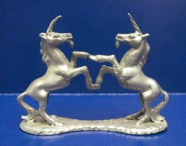 Spoontiques 1981 Fighting Unicorns Horses Figurine P523 - $4.49