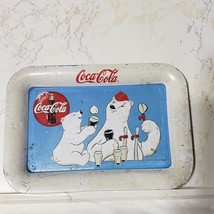 Coca Cola Mini Tin Litho Tray With Coca-cola Bears 6&quot; X 4 1/2&quot; - $9.74