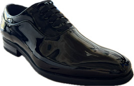 Men&#39;s La Milano Black Patent Wrinkle-free Tuxedo Formal Wedding Oxford Shoes - £40.17 GBP