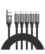 USB Type-C to A Cable 5pack 6ft Braided Fast Charging 3A Quick Charger C... - £13.51 GBP