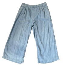 J. Crew Wide Leg Cropped Chambray Pull On Pants High Waist Pockets Women Size 8 - £16.55 GBP