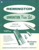 Remington Ammunition Price List 1961 vintage pistol rifle shot gun shells huntin - $12.00