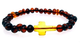  Natural Baltic Amber bracelet with cross /  women men unisex bracelet /  - £44.52 GBP