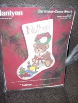 &quot;&quot;TEDDY BEAR COUNTED CROSS STITCH STOCKING KIT&quot;&quot; - WORKED ON MONK&#39;S CLOTH - £19.66 GBP