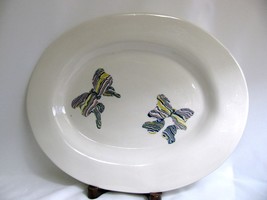 Large Handmade Porcelain Platter with Colored Clay Butterflies RKC015 - $100.00