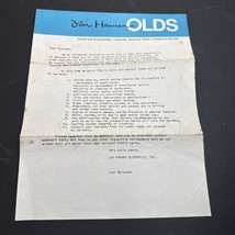 Vintage Jim Hannan Oldsmobile Warranty Letter Louisville KY Dealer Ephemera - $465.81 MXN