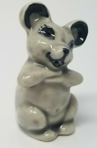 Figurine Mouse Gray Black Standing Grinning Jovial Vintage Small Ceramic... - £10.98 GBP