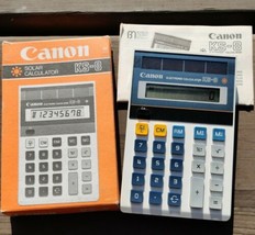 Vintage 1984 Canon KS-8 Solar Electronic Calculator With Box &amp; Manual **Works** - £56.36 GBP