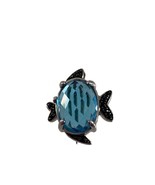 Sterling Silver Faceted Blue Stone Brooch Pin .5&quot; Rhinestones Small Ocea... - £30.44 GBP