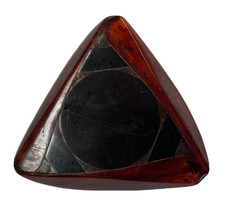 Brown Triangle Geometric Pattern Rootbeer Bakelite Coat Button 2&quot; - £17.20 GBP