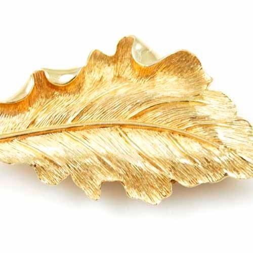 Vintage Brooch SIgned Pastelli Large Goldtone Leaf 1960’S Item image 3
