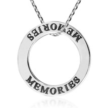Inspirational Word &quot;Memories&quot; Inscribed on a Ring Sterling Silver Necklace - £18.98 GBP