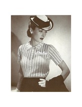 1940s Lacy Stripe See Through Suit Blouse Collar - Crochet pattern (PDF 1266) - £2.94 GBP