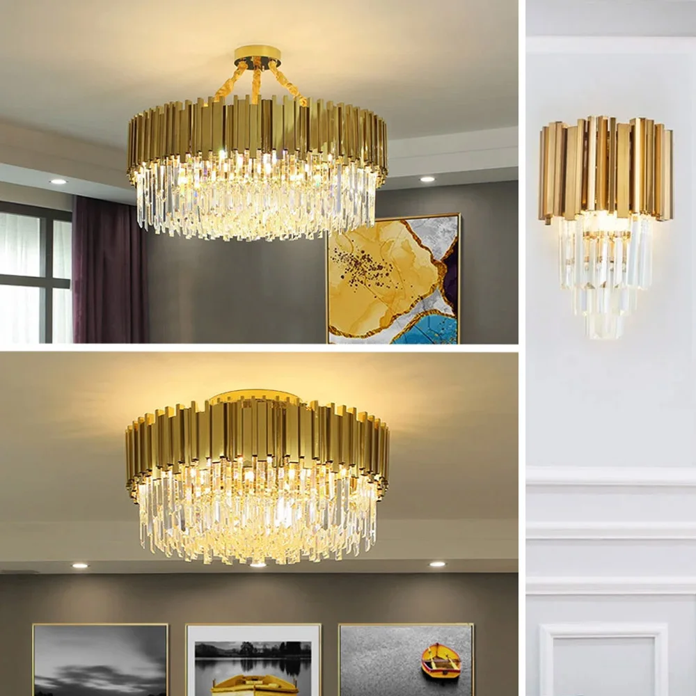 D crystal ceiling chandelier restaurant led lights luxury bar table lamp bedroom living thumb200