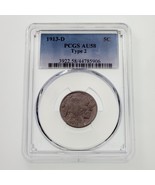 1913-D 5C Buffalo Nickel Type 2 Graded by PCGS as AU58! Nice! - $6,558.72 MXN