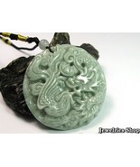 Hand Carving Natural  Green jade Dragon Phoenix Jade Pendant Charm - £21.32 GBP