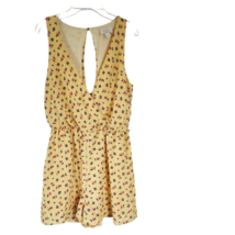 Everly Floral Wrap Romper Size S Yellow Sleeveless Keyhole Back - $12.61