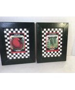 2 Vintage Framed Art Prints Card See Co. Tomato And Cucumber With Black ... - £11.79 GBP