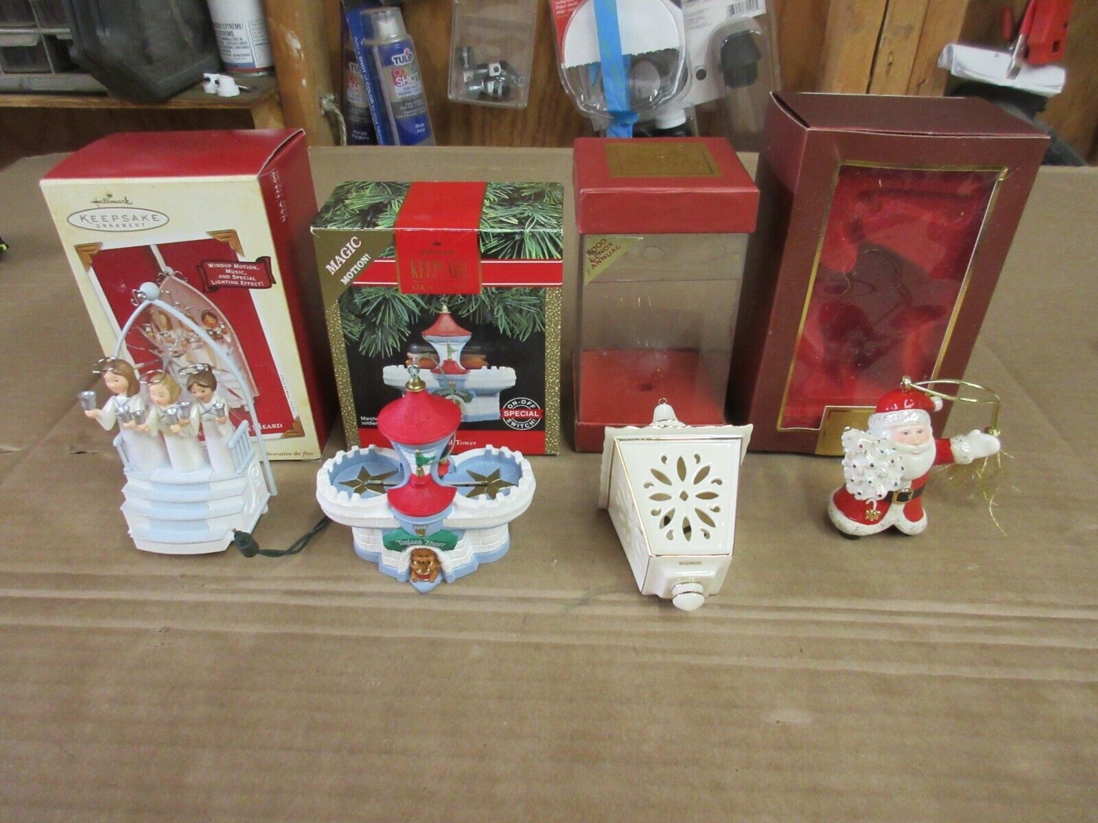 Vintage Lot of 4 Lenox and Hallmark Keepsake Motion Christmas Holiday Ornaments  - $82.87