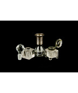 Vintage Antique Encrier Lot De 5 Petit Verre Cristal Pièces - $330.54