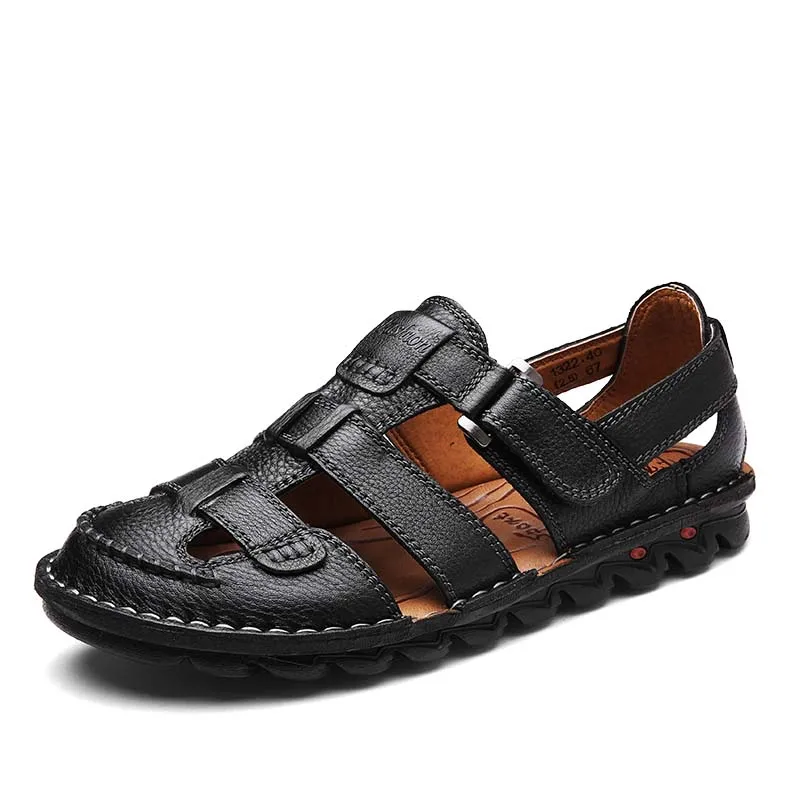  Summer Men&#39;s Sandals Leather Sandals Outdoor Summer Handmade Men Slippers Shoes - £147.89 GBP
