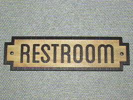 Rustic Retro Style Wood Door Restroom Sign - £14.39 GBP