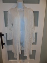 Fashion Bug White Open Front Shawl Neck Cardigan Light Weight Size L Women&#39;s - £21.72 GBP