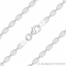 3mm Cactus Link Textured Flat Link Italian Chain Anklet in .925 Sterling Silver - £14.91 GBP+