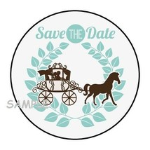 30 SAVE THE DATE HORSE &amp; CARRIAGE ENVELOPE SEALS LABELS STICKERS WEDDING... - £5.89 GBP