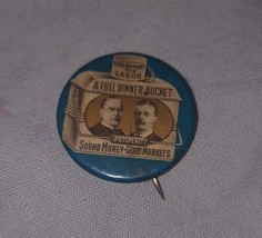 1900 William Mckinley Teddy Theodore Roosevelt Full Dinner Bucket Pinback Button - £139.30 GBP