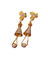 22 carat stamp gold 4.5cm ear threader earrings cousin wife engagement j... - €1.218,41 EUR