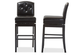 Rosie Dark Brown Faux Leather Button-tufted Swivel Bar Stool (Set of 2) - $348.00