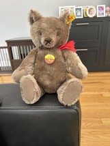 Steiff Teddy Bear with Red Ribbon - Classic Plush Toy - $99.00
