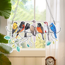 7Birds Multicolor Panel Birds Suncatcher Window Panel Gifts For Bird Lovers - £12.78 GBP