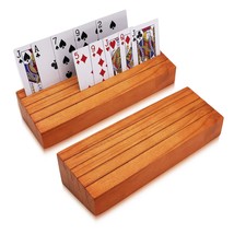 Card Deck Stand Set Of 2, Playing Cards Holder For Kids Elder, Wood Holder Racks - £21.95 GBP