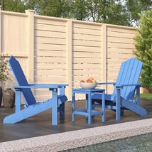 Garden Adirondack Chairs with Table HDPE Aqua Blue - £183.72 GBP