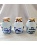 Denmark Soholm 3-piece  3.5" X 2" Spice Ceramic Pottery Jars Gray Blue VTG - $42.64