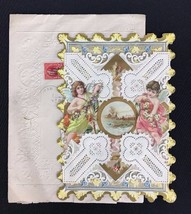 Valentine Card Antique Victorian Diecut Cutwork Paper Lace German Dresde... - £32.90 GBP