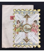 Valentine Card Antique Victorian Diecut Cutwork Paper Lace German Dresde... - £32.94 GBP