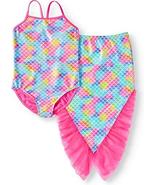 Girls Mermaid One-Piece Swimsuit and Mermaid Tail Cover-up Set (Bubble G... - $24.72