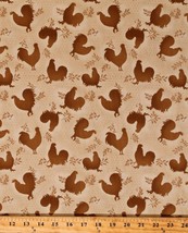 Cotton Rooster Inn Roosters Brown Chicken Wire Farm Farming Fabric BTY  D674.60 - £8.75 GBP