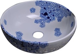 Dawn Gvb87024 Ceramic, Hand-Painted Vessel Sink-Round Shape, Blue And White - £161.98 GBP