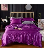 Purple Violet Luxury Silk Bedding Set. Include Silk Duvet Cover, Silk Pi... - £77.89 GBP