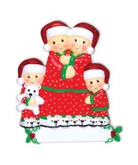 Pajama Family of 4 Personalized Christmas Ornament - £10.24 GBP