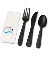 Black 250 Wrapped Plastic Cutlery Set With Napkin From Faithful Supply -... - £91.86 GBP