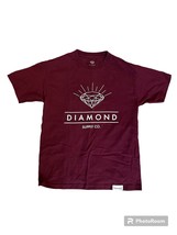 Mens medium Diamond Supply T-Shirt Burgandy white - $16.83